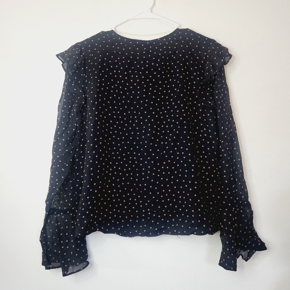 Sanctuary Spice of Life mini polka-dot ruffled long sleeve blouse size small - Picture 5 of 6